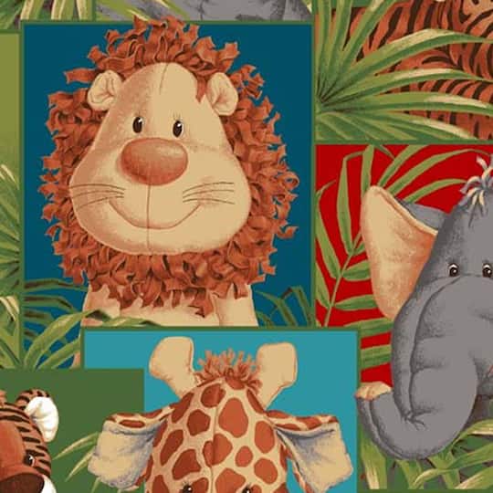 Fabric Traditions Dark Colors Jungle Babies Cotton Fabric